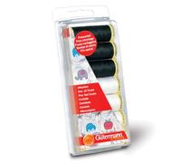 Gutermann Set di filetti: da Cucire Nero: 7 x 100 m, Polyester, 4 Bianche e 3 Nere, 700 unità