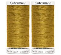 Gutermann - Filo da cucito in poliestere, resistente, per cuciture decorative e jeans, 2 pezzi, 100 m, colore: oro 1970 GetInStyle Shop