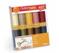 Gutermann Filo Set: Cotone Naturale C No. 50 - 10 X 100m - Colore Assortimento 3