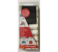 Gutermann Set di filetti: da Cucire Nero: 7 x 100 m, Polyester, 4 Bianche e 3 Nere, 700 unità