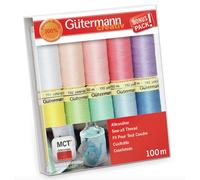 Gutermann Set Filo Da Cucire Sew All 10x 100m Bobine Mix Colori Summer Pastels