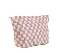GUTGNK Borsa per il trucco a scacchi per le donne - Borsa per cosmetici da viaggio Borsa da toilette da viaggio Borsa in tela di grande capacità Design esteticamente Borsa tote bag carino astuccio,