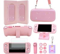 GUTIAL Accessories Bundle for Nintendo Switch Lite - Cute Kawaii NS Lite Accessories kit for Grils Boys Kids with Carrying Case, Cartoon Cover Case, Screen Protector, Stand - Pink