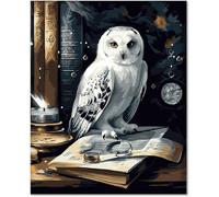 Gutluz Dipingere con i numeri, animali adulti, gufo, pittura con i numeri, per bambini a partire dai 7 8 9 10 11 12 anni, Paint by Numbers Adults Gufo, pennello su tela, set fai da te per bambini, 40