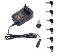 GutReise Adattatore universale da 220 V a 6 V, 9 V, 12 V, 15 V, 18 V, 24 V, adattatore di ricarica DC regolabile, 41 W, 5 V, 2,1 A, per adattatore WLAN e elettronica, 6 adattatori selezionabili