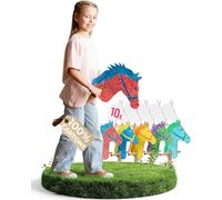 GUTRITT Cavallo a bastone set in cartone | 10 pezzi da dipingere per giocare | Set di cavalli da assemblare | Cavalli giocattolo per feste | La colla non è necessaria | Per compleanni dei bambini