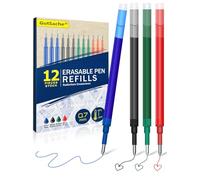 GutSache 12 ricariche cancellabili di ricambio per Pilot FriXion Ball & Clicker & Eberhard Faber penne, cartucce di inchiostro termosensitive, ricariche in gel cancellabili, 4 colori