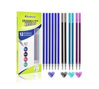 GutSache 12x ricariche cancellabili per penne Legami, compatibili con Legami - Blu, nero, viola, verde - Inchiostro termosensibile - Punta 0,7 mm - Altezza 13 cm - Ricarica per penna gel cancellabile