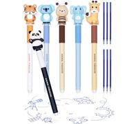 GutSache Set di 6 penne a sfera cancellabili + 6 ricariche blu compatibili con Legami, punta da 0,7 mm, penne gel cancellabili con simpatici motivi di animali, regalo ideale per bambini, studenti
