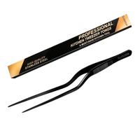Gutsdoor Pinzette per placcatura da 20,3 cm, in acciaio inox, di precisione, da cucina, colore nero