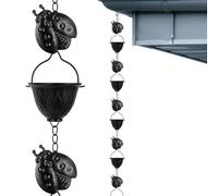 Gutter Chain, Rainwater Guide, 9.1FT Downspout Adapter, 9.1Ft Decorative Flow System, Heavy Duty 12 Cup Catching Link, for Tree Canopy Roof House Family Garden Outdoor Use