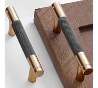 Gutuwellea Confezione da 12 maniglie zigrinate per armadietti, 76 mm, in alluminio, zigrinate, per cassetti, finitura dorata e grigia con motivo a diamante, lunghezza 10,2 cm (foro centrale da 7,6 cm)