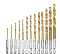 GUTUYEHKEA Set di 13 Punte da Trapano esagonali in Titanio, Set elicoidali ad Alta velocità con Gambo Esagonale for Legno, plastica, Metallo