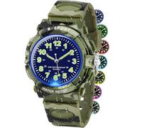 GUUMUXIN Orologio analogico per bambini, con luci colorate, impermeabile fino a 30 m, per ragazzi e ragazze, per sport all'aria aperta, con cinturino in TPU, per bambini dai 5 ai 16 anni, Mimetico