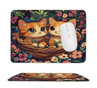 Guuogxan Tappetino per Mouse Piccolo cesto bambù gatto 30 x 25 cm as-1039 | Superficie Micro, Gomma Spessa Stabilizzante, Bordi Cuciti Anti-Sfilo, Impermeabile, per Gaming Casual e Lavoro su Scrivania