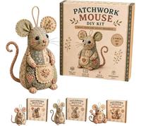 GUUTHQOR Patchwork Mouse Diy Kit,small Mouse Ornament Diy Craft Kit,Handmade Sewing Craft Set, Cute 3D Animal Sewing Project, Relaxing Creative Gift for Beginners (#A)