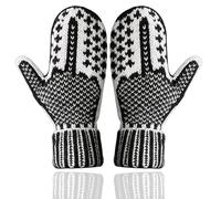 GUUTHQOR The Naughty List Mittens,Cozy Knit with A Hidden Attitude,Hand Knitted Hidden Middle Finger Mittens,Stretchy Knit Gloves, for Cold Weather Sports Snow Running (black)