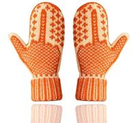 GUUTHQOR The Naughty List Mittens,Cozy Knit with A Hidden Attitude,Hand Knitted Hidden Middle Finger Mittens,Stretchy Knit Gloves, for Cold Weather Sports Snow Running (orange)