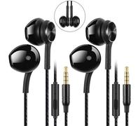 GUUVOR 2 Pack Auricolari con Filo, Cuffie in-Ear Auricolare con Microfono, Isolamento del Rumore, Suono Stereo Puro Cuffiette con Jack 3.5mmper iPhone, iPad, Huawei, Xiaomi, ecc., Colore: Nero