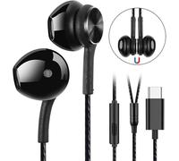 GUUVOR Cuffie USB C, Auricolari Sportivi Magnetici, Cuffie In-Ear Tipo C con Microfono, Isolamento Acustico, per iPhone 15 Pro Max, iPad Pro, Huawei, Samsung, Xiaomi con Interfaccia Type C - Nero