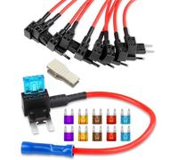 GUUZI 10 pz 12-24 V Mini Auto Add-a-Circuit Fusibile TAP Adattatore Mini APM ATM Fusibile a Lama Set per Auto Camion Barche con Fusibile 3/5/7.5/10/15Amp