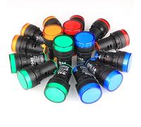 GUUZI 16 Pezzi Indicatore Luminoso Rosso/Giallo/Blu/Verde 22mm LED Pannello Pilota AC 220V-380V 20mA Indicatore Lampada di Segnalazione (Ogni Colore 4 Pezzi)