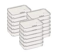 GUUZI 18 Pezzi Mini Contenitori Rettangolari in Plastica Trasparente con Coperchio per Piccoli Oggetti, Dimensioni Esterne: 6,8 cm x 5,2 cm x 1,2 cm, Dimensioni Interne: 6,5 cm x 4,9 cm x 1 cm
