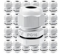 GUUZI 26pz PG16 Pressacavo, IP68 Plastica Impermeabile Regolabile 9-14mm Pressacavi Giunti con Guarnizioni (Bianco)