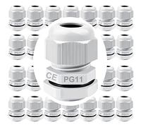 GUUZI 28pz PG11 Pressacavo, IP68 Plastica Impermeabile Regolabile 5-10mm Pressacavi Giunti con Guarnizioni (Bianco)