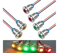 GUUZI 6 Pezzi 12V-24V 12mm LED Pannello Pilota Cruscotto Spia Indicatore Luminos