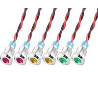 GUUZI 6 Pezzi 12V-24V 8mm LED Pannello Pilota Cruscotto Spia Indicatore Luminoso Lampada Pilota Cruscotto Lampadine Direzionale (Rosso/Giallo/Verde)