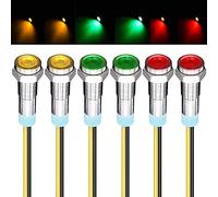 GUUZI 6 Pezzi 220V-230V AC 6mm LED Pannello Pilota Cruscotto Spia Pilota Cruscotto Lampadine Direzionale (Rosso/Giallo/Verde)