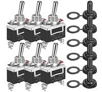 GUUZI 6 Pezzi Interruttore a Levetta per Impieghi Gravosi SPST 2Pin Interruttore ON/Off Pipistrello in Metallo Coperchio Tappo per Stivali Impermeabile 10A/12VDC, 6A/24VDC