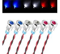 GUUZI 6uds 220V-230V 8mm Panel LED Piloto Tablero luz de Advertencia lámpara Indicadora Piloto Tablero Bombillas Direccionales (rojo/azul/blanco)