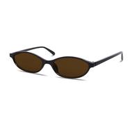 GUVIVI Occhiali da sole ovali retrò donna eleganti occhio di gatto anni '90 leggeri stretti moderni protezione UV, Cornice nera, lente marrone, S