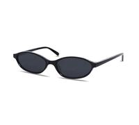 GUVIVI Occhiali da sole ovali retrò per le donne chic Cat Eye anni '90 Sunnies leggeri tonalità strette occhiali da sole alla moda protezione UV, Montatura nera - Lenti nere, Small