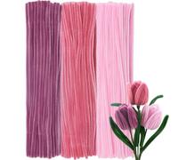 GUWINA 300 Pezzi Scovolini Pipa Decorativi Rosa Pastello, 30 cm Lunghi e 8 mm Spessi, Set di Scovolini Colorati per Lavoretti, 3 Colori per Fiori Fai da Te e Decorazioni Festive
