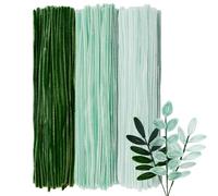 GUWINA 300 Pezzi Scovolini Pipa Decorativi Verde Scuro, 30 cm Lunghi e 8 mm Spessi, Set di Scovolini Colorati per Lavoretti, 3 Pastello Colori per Fiori Fai da Te e Decorazioni Festive