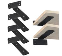 GUWINA 4 Pezzi Staffe per Mensole,15cm Staffe per Mensole Pesanti Muro Staffe a l Reggimensole,Industrial Supporto Mensole a Scomparsa per Esterno Garage Libreria(Nere)