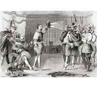 Guy Fawkes interrogato da Giacomo I e il suo consiglio nella camera da letto del re Whitehall. Guy Fawkes 1570 1606 aka Guido Fawkes membro di un gruppo di cattolici inglesi provinciali che hanno