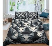 GUYDZOOM 3D Con Stampa Di CARTOON CAT Set Di Biancheria Da Letto 3 Pezzi Set Copripiumino Con Cerniera E Federe Per Ragazzi E Ragazze,coppie,camera Da Letto,decorazione King（220x240cm）