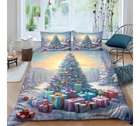 GUYDZOOM 3D Con Stampa Di Christmas Tree Set Di Biancheria Da Letto 3 Pezzi Copripiumino Con Chiusura A Cerniera Per Ragazzi E Ragazze,coppie,camera Da Letto,decorazione King（220x240cm）