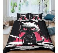 GUYDZOOM Stampa 3D Anime Cat Set Di Biancheria Da Letto 3 Pezzi Set Copripiumino E Federa Coordinata Per Ragazzi E Ragazze,coppie,camera Da Letto,decorazione Double（200x200cm）