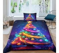 GUYDZOOM Stampa 3D Christmas Tree Set Di Biancheria Da Letto Con 3 Pezzi Set Copripiumino E Federa Coordinata Per Ragazzi E Ragazze,coppie,camera Da Letto,decorazione Single（135x200cm）