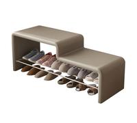 Guyifuny Panca da ingresso imbottita con vano portascarpe, pouf organizer a 2 ripiani con struttura in metallo, scaffale per letto per camera da letto e soggiorno, grigio, 120 x 36 x 40 cm
