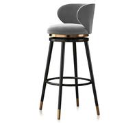 Guyifuny Set di 1 sgabelli da bar girevoli, sgabelli imbottiti in velluto con schienale, sedie da isola alte fino al bancone della cucina for l'isola del bar di casa(Grey,65cm(25.6in))