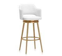 Guyifuny Set di sgabelli da bar in velluto da 1/2/3/4, sgabello moderno girevole con struttura in metallo dello schienale, sedia da colazione con schienale e poggiapiedi(65cm White Gold Leg,Set of 1)
