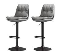 Guyifuny Sgabelli da bar per cucina, sgabelli da bancone, sedie da bar per colazione, girevoli, set da 2, altezza regolabile, rivestiti in pelle PU con schienale e poggiapiedi, per sala da pranzo, ri