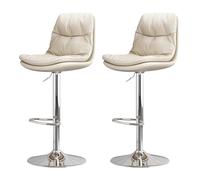 Guyifuny Sgabelli da bar per cucina, sgabelli da bancone, sedie da bar per colazione, girevoli, set da 2, altezza regolabile, rivestiti in pelle PU con schienale e poggiapiedi, per sala da pranzo, ri