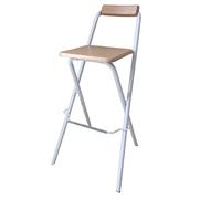Guyifuny Sgabelli da bar portatili per interni con schienale, poggiapiedi alto, sedia pieghevole in metallo leggero per cucina o sala ricreativa all'aperto/interno, legno grezzo, altezza seduta 75 cm